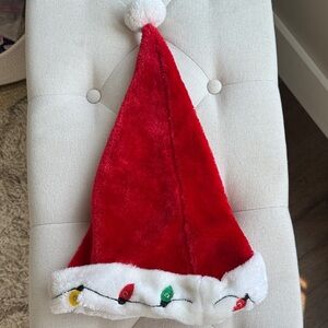 Red and White Santa Hat with Colorful Lights